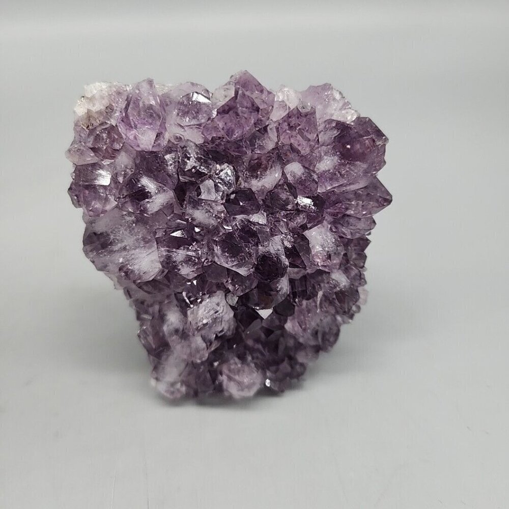 Beautiful Amethyst with Cut Base Agate Banding Crystal 3"